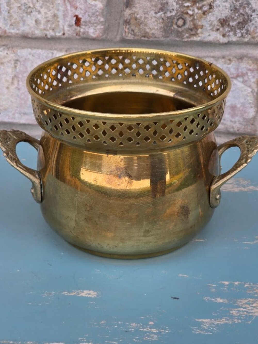 Vintage Interpur Taiwan Brass Planter Cachepot